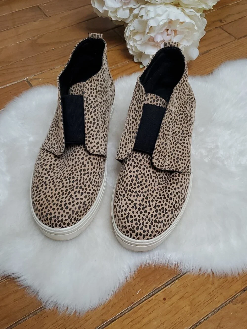 Universal Thread Leopard-Print Slip-On High Tops in Tan and Black